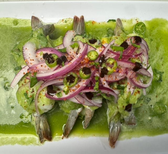 Aguachiles Verdes / Rojos / Negros (Green / Red / Black Chili Shrimp).